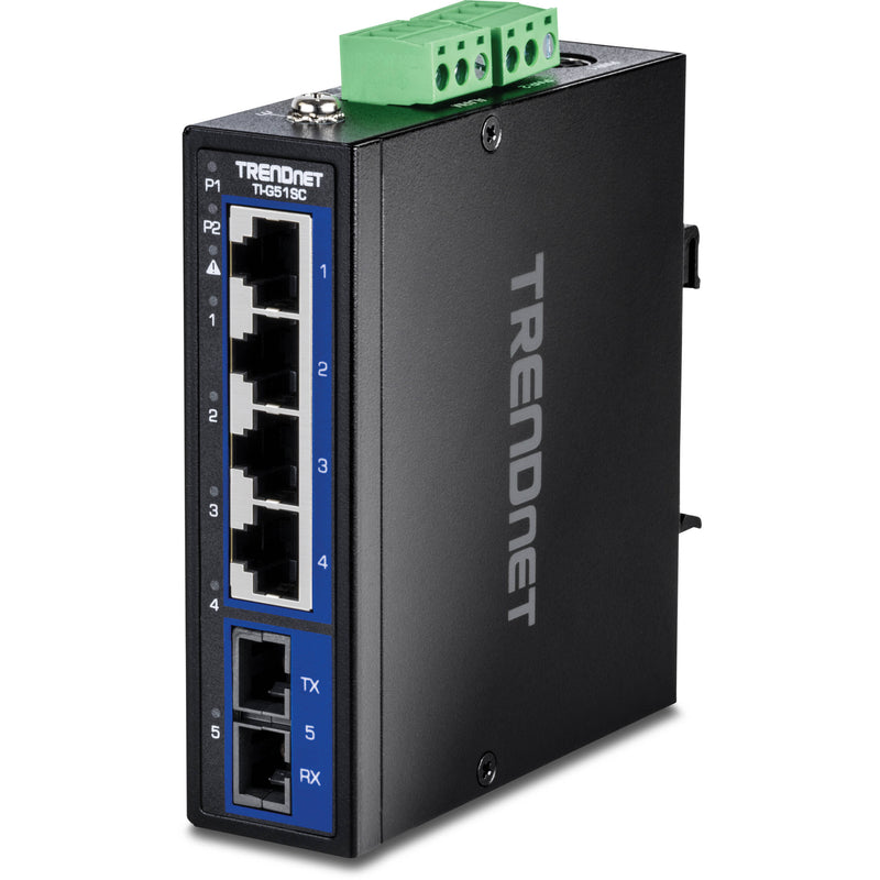 TRENDnet TI-G51SC 5-Port Gigabit Industrial DIN-Rail Switch with Multi-Mode SC Port