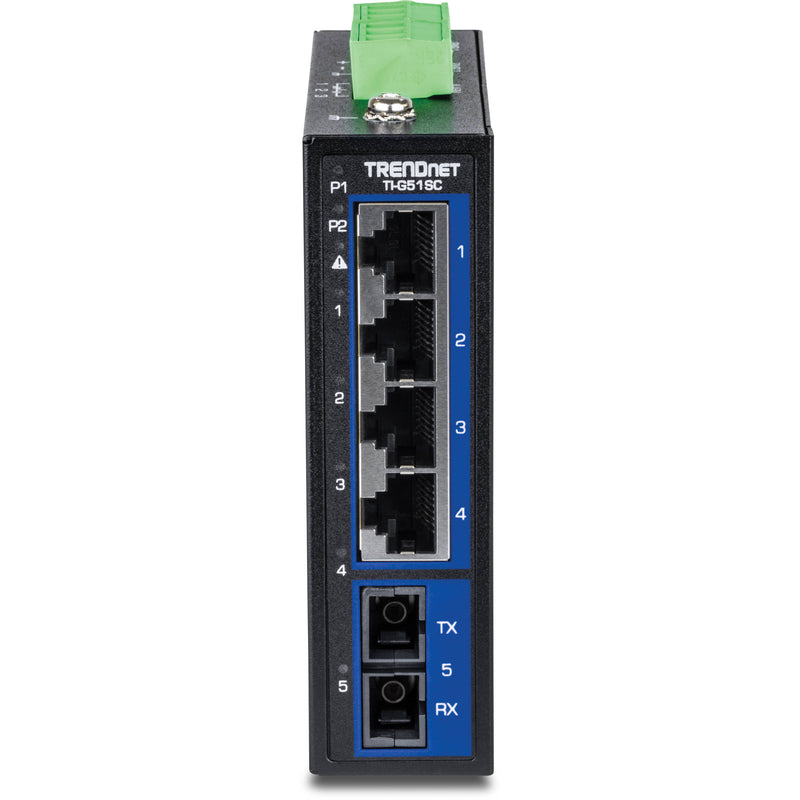 TRENDnet TI-G51SC 5-Port Gigabit Industrial DIN-Rail Switch with Multi-Mode SC Port
