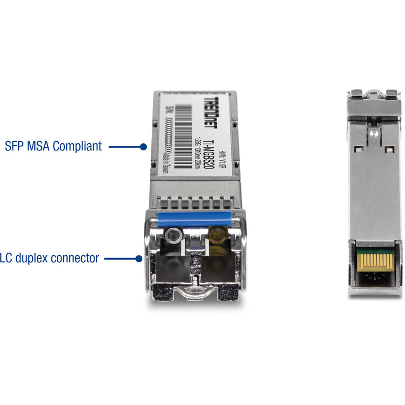 TRENDnet TI-MGBS20 Gigabit SFP Single-Mode LC Industrial Transceiver
