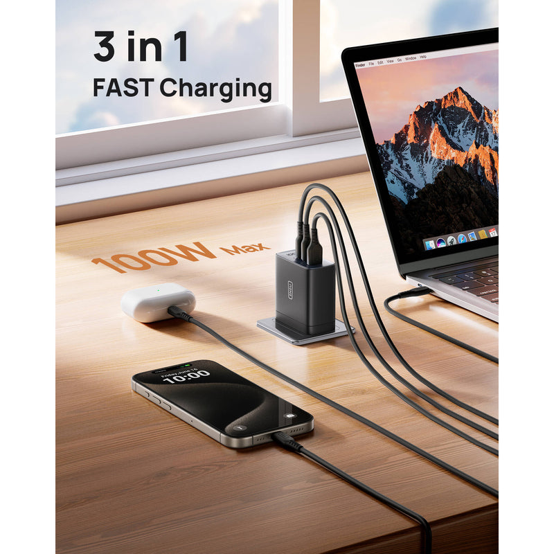 INIU Leopard 100W GaN 3-Port USB Wall Charger
