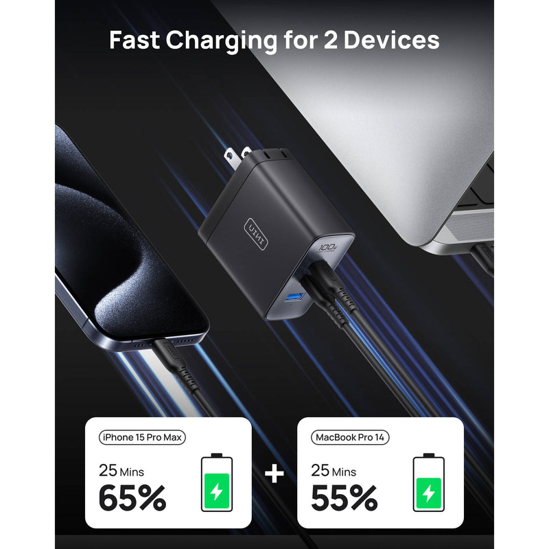 INIU Leopard 100W GaN 3-Port USB Wall Charger