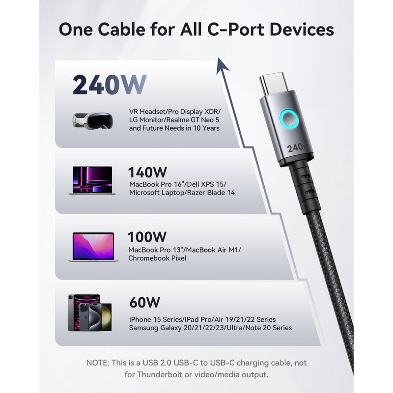 INIU Leopard 240W USB-C Cable (6.6', 2-Pack)
