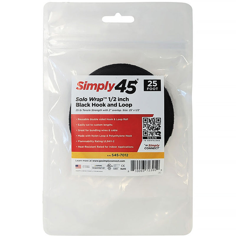 Simply45 Hook and Loop Roll (1/2" x 8.3 yd, Black)