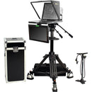 ikan 19" Widescreen Teleprompter with Talent Monitor, Pedestal & Dolly Turnkey Kit