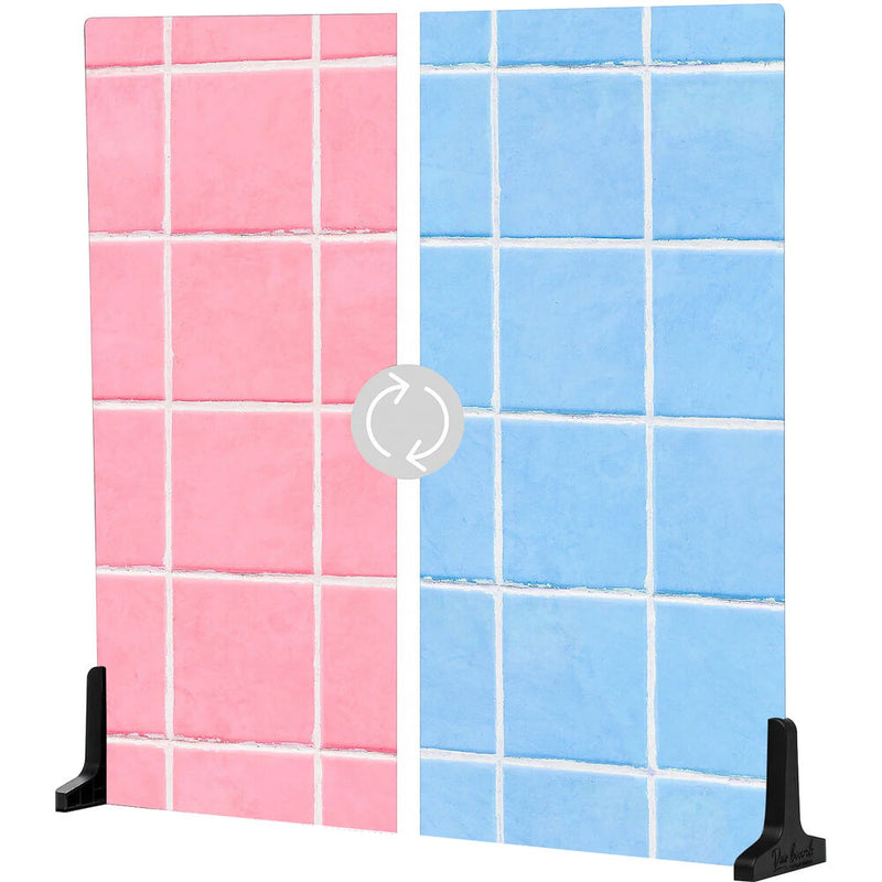 V-FLAT WORLD Duo-Board Double-Sided Background (Retro Tile Pink / Retro Tile Blue, 24 x 24")