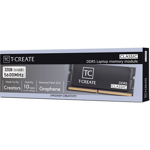 Team Group 32GB T-Create Classic DDR5 5600 MHz SO-DIMM Memory Module (White)