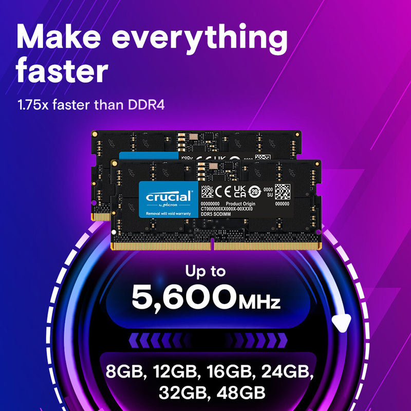 Crucial 24GB DDR5 5600 MHz SO-DIMM Memory Kit (2 x 12GB)