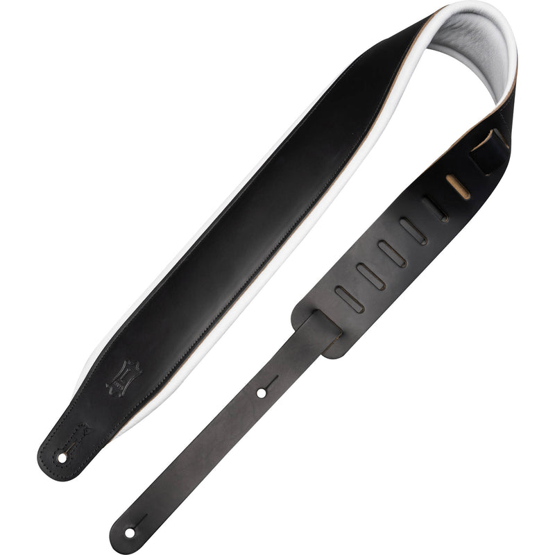 Levy's Amped Leather Series Guitar Strap (Black/White)