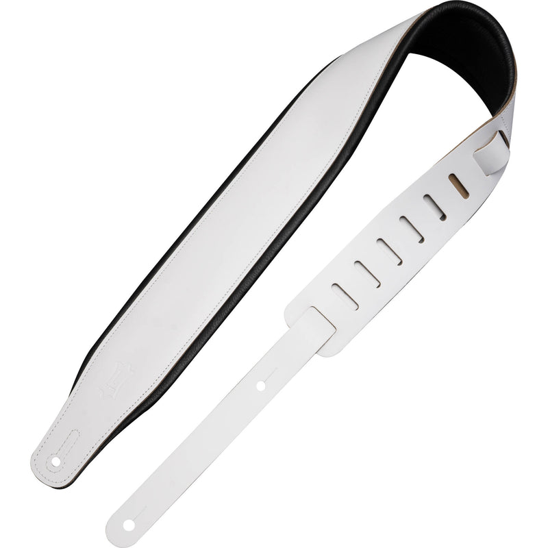 Levy's Amped Leather Series Guitar Strap (White/Black)