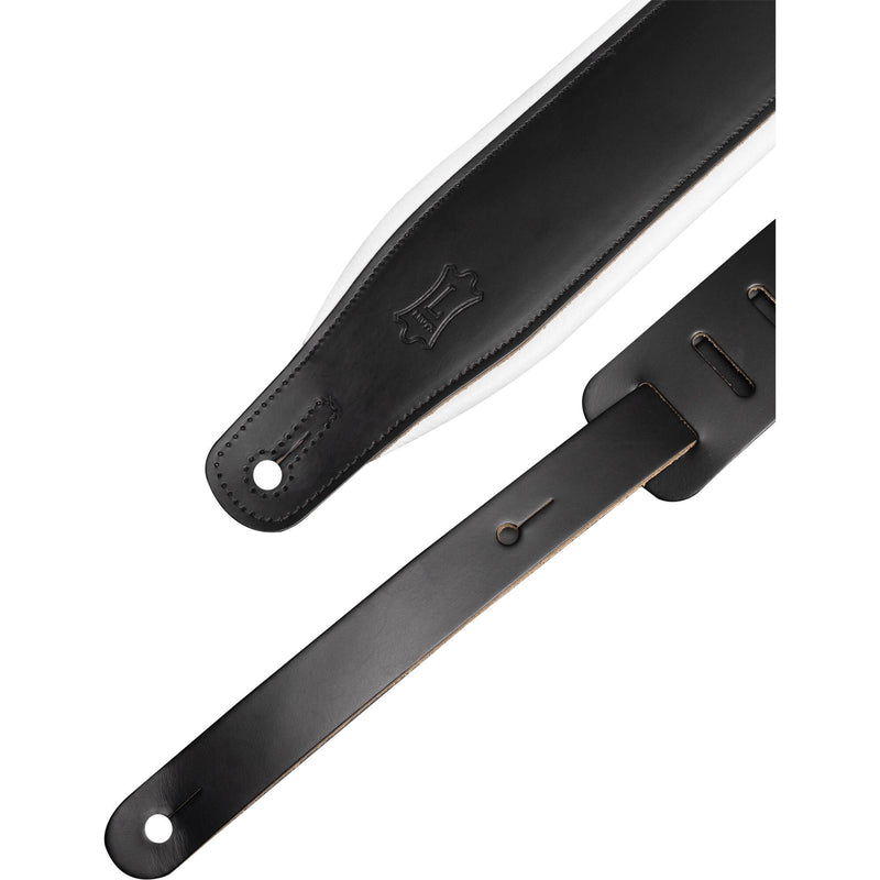 Levy's Amped Leather Series Guitar Strap (Black/White)