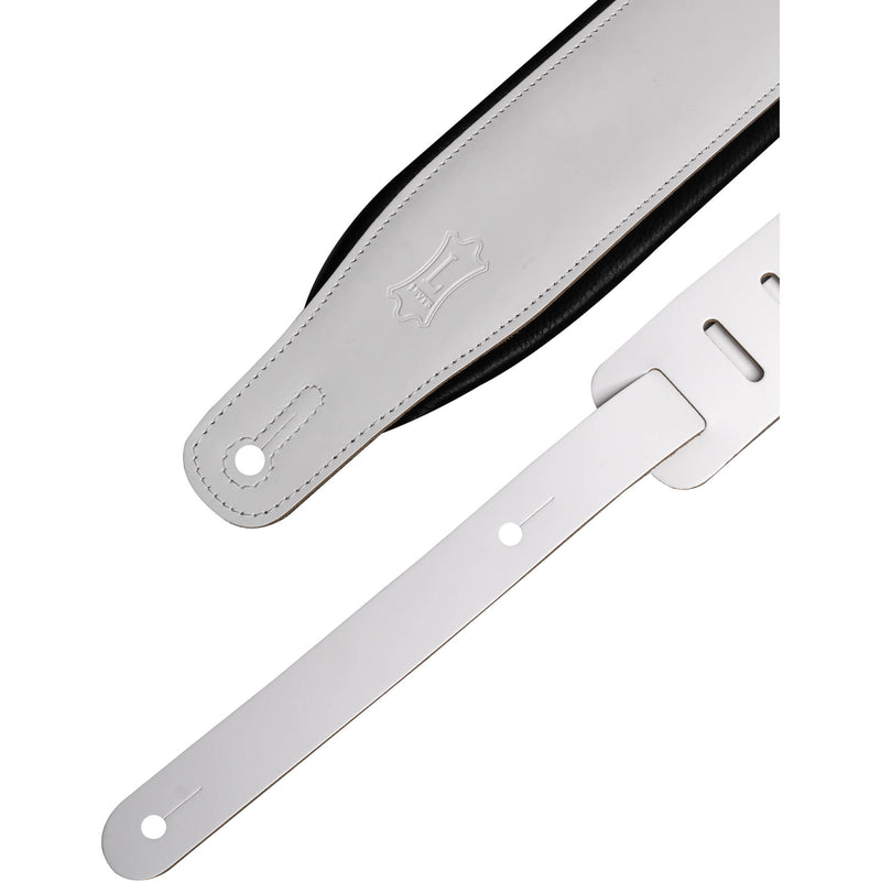 Levy's Amped Leather Series Guitar Strap (White/Black)
