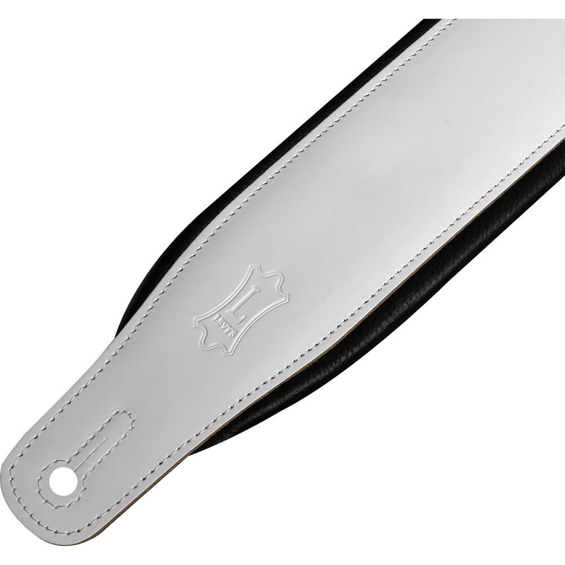 Levy's Amped Leather Series Guitar Strap (White/Black)