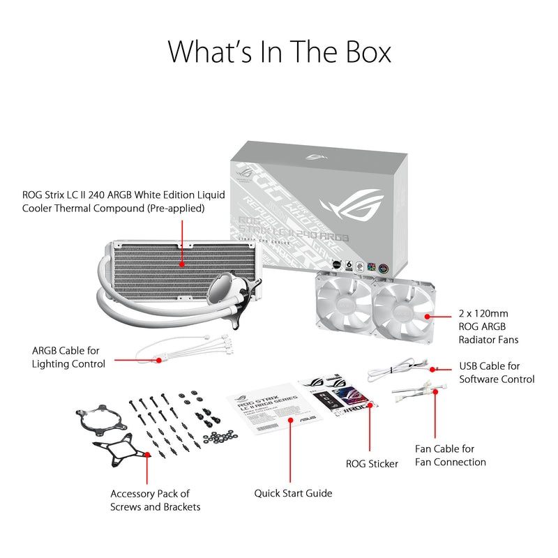 ASUS ROG STRIX LC II 240mm ARGB White Edition AIO Liquid CPU Cooler