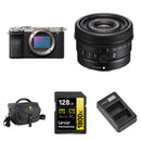 Sony a7C II Mirrorless Camera with 24mm f/2.8 Lens and Basic Bundle (Silver)