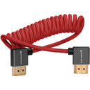 Kondor Blue Coiled Right-Angle High-Speed HDMI Cable (Cardinal Red, 12 to 24")