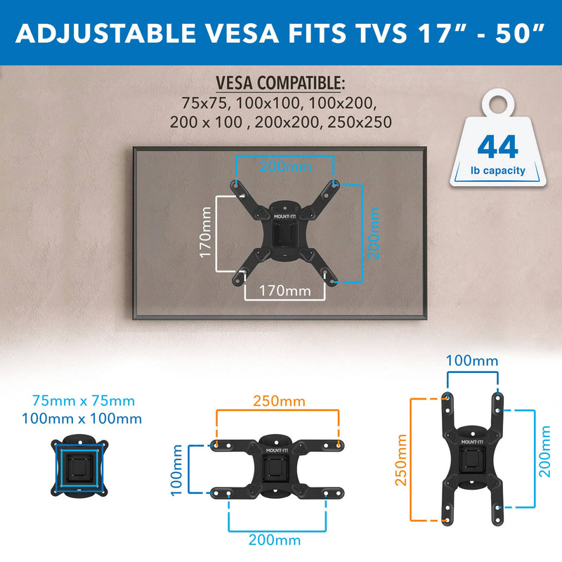 Mount-It! MI-2829XL Compact Full-Motion TV Wall Mount for up to 50" Displays