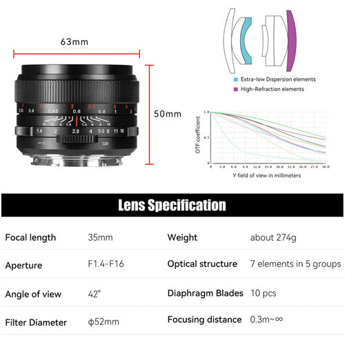 7artisans Photoelectric 35mm f/1.4 Mark III Lens (Sony E, Black)