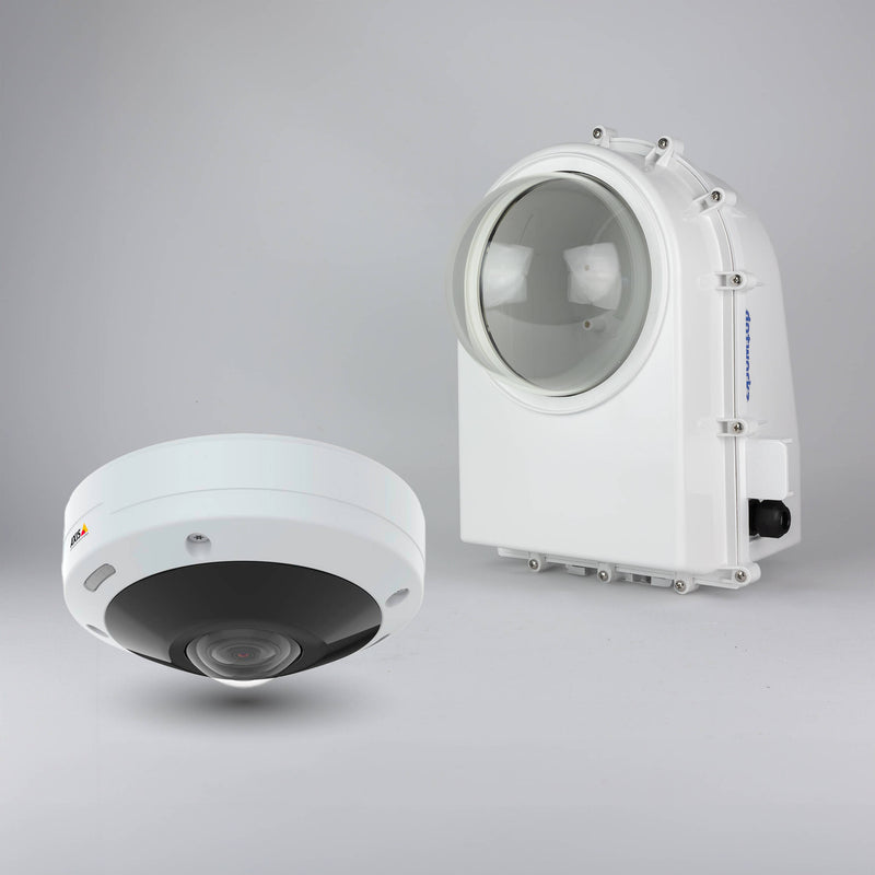 Dotworkz D2 Base Model Enclosure (Clear Lens) with Axis Communications M4318-PLVE 12MP 360 Outdoor Panoramic Network Mini Dome Camera