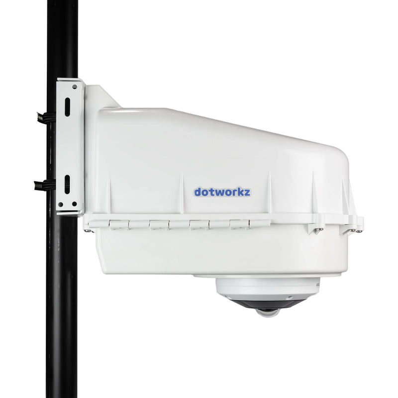 Dotworkz D2 Base Model Enclosure (Clear Lens) with Axis Communications M4318-PLVE 12MP 360 Outdoor Panoramic Network Mini Dome Camera