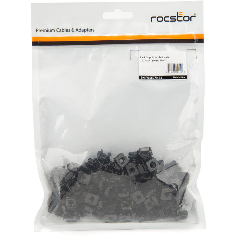 Rocstor M5 Rack Cage Nut (100-Pack, Black)