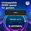 Crucial 32GB Pro Overclocking DDR5 6400 MT/s UDIMM Memory Kit (2 x 16GB, Black)