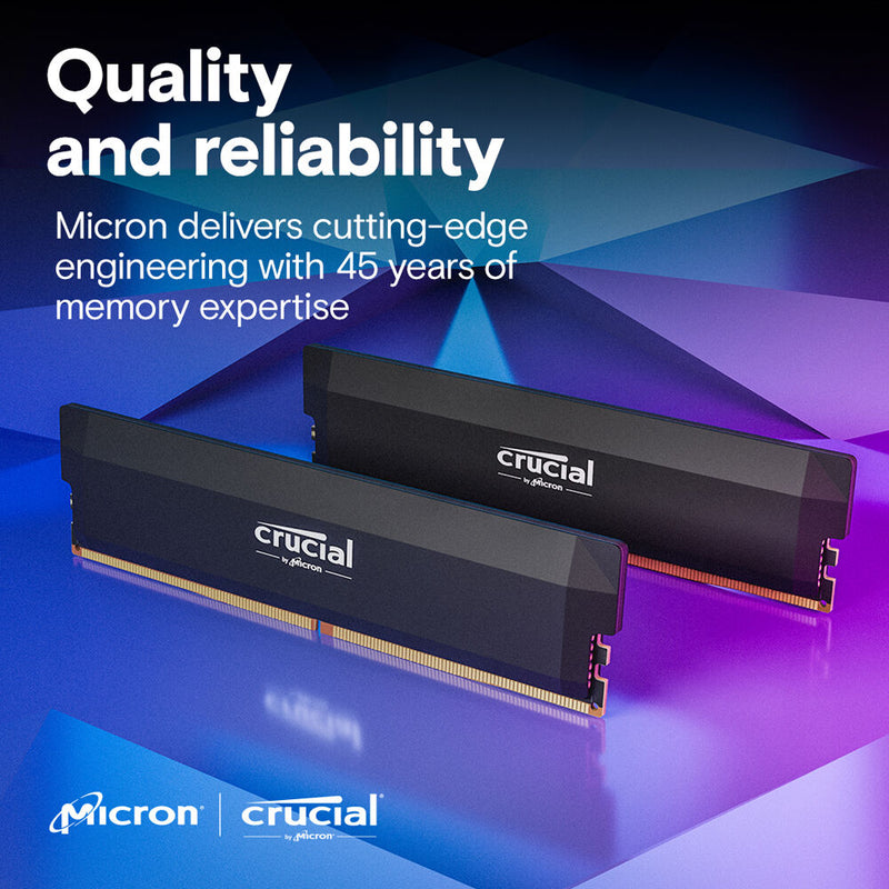 Crucial 32GB Pro Overclocking DDR5 6400 MT/s UDIMM Memory Kit (2 x 16GB, Black)