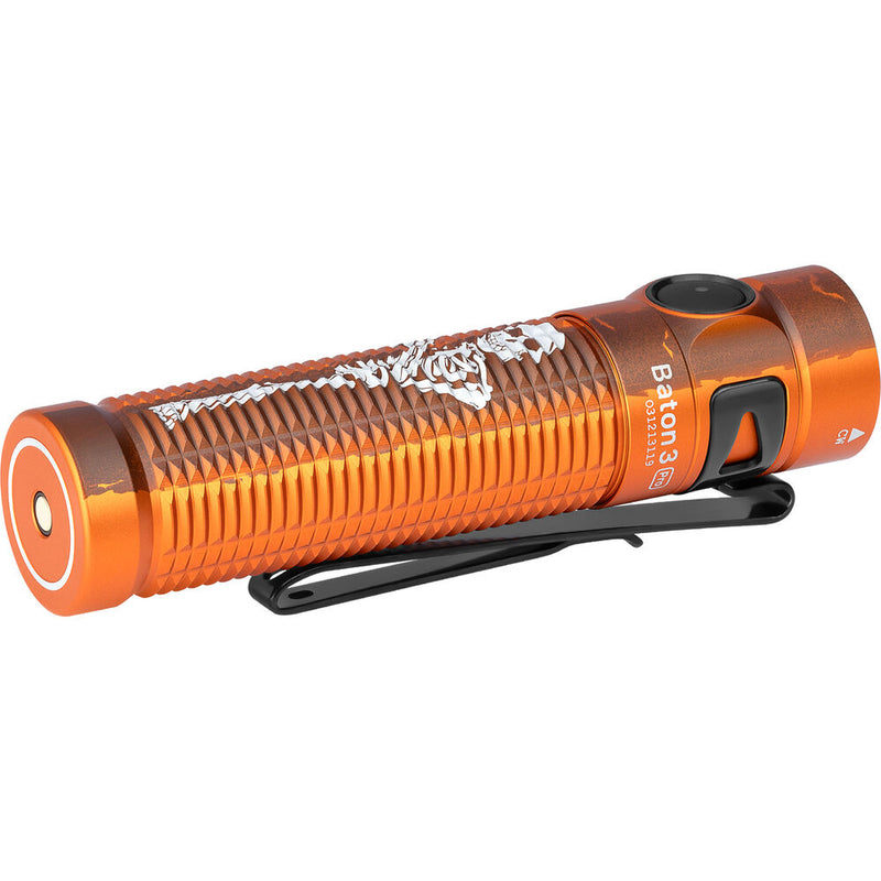 Olight Baton 3 Pro Rechargeable Flashlight (Limited Edition Orange Skeleton)