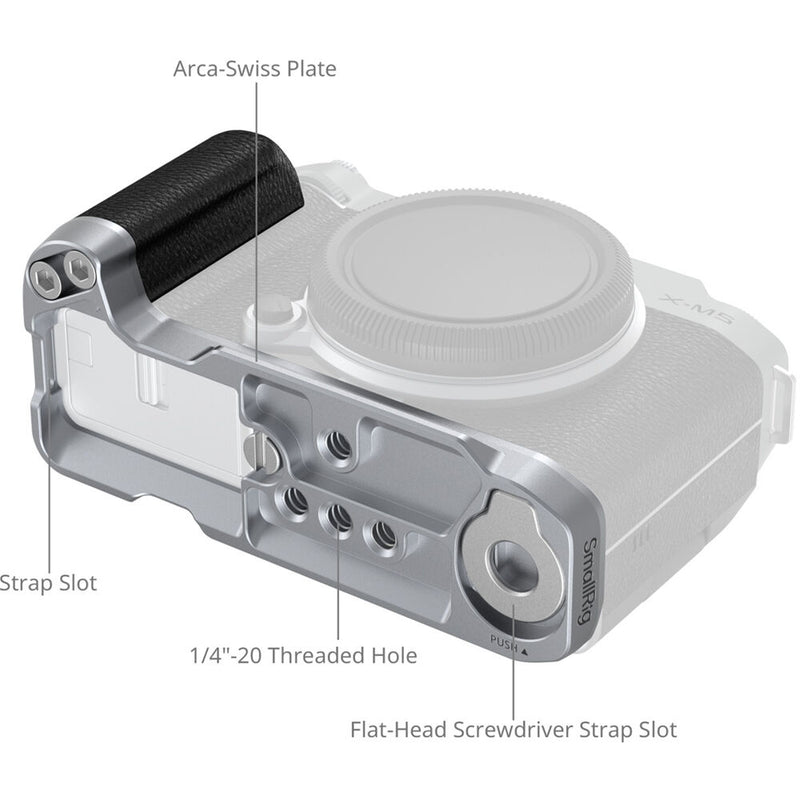 SmallRig L-Shape Mounting Plate with Silicone Handle for FUJIFILM X-M5 (Silver)