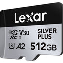 Lexar 512GB Professional SILVER PLUS UHS-I microSDXC Memory Card with SD Adapter