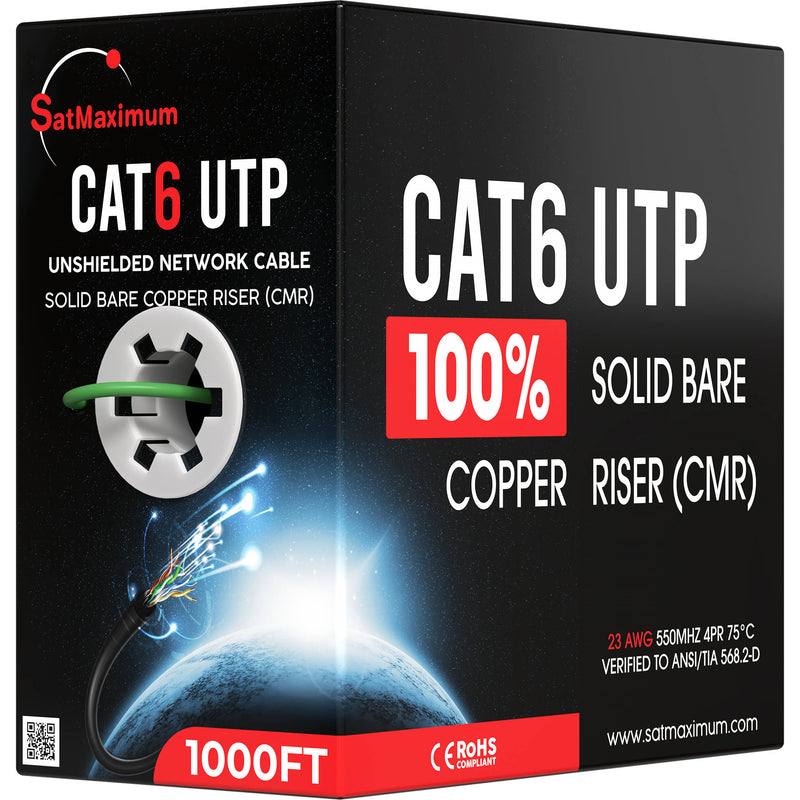SatMaximum Cat 6a UTP Bulk Ethernet Cable (1000', Green)