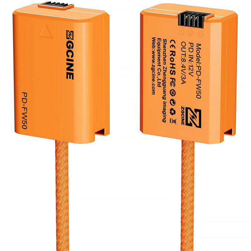 ZGCINE USB-C PD to Sony NP-FW50 Braided Dummy Battery Cable (23.6")