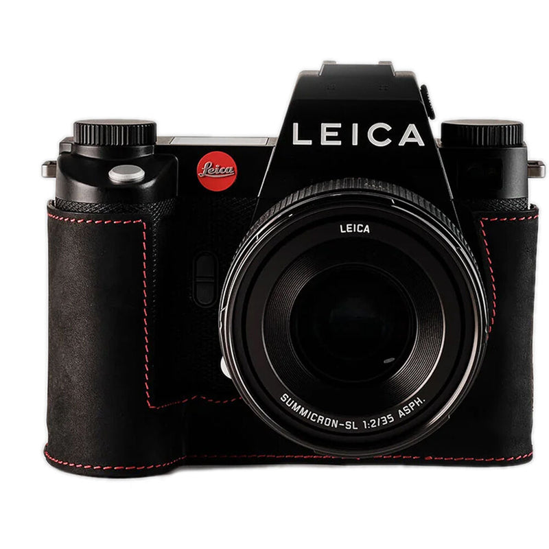 Oberwerth Tagcase Hydro Line Leder Leica SL3 (Black with Red Stitching)