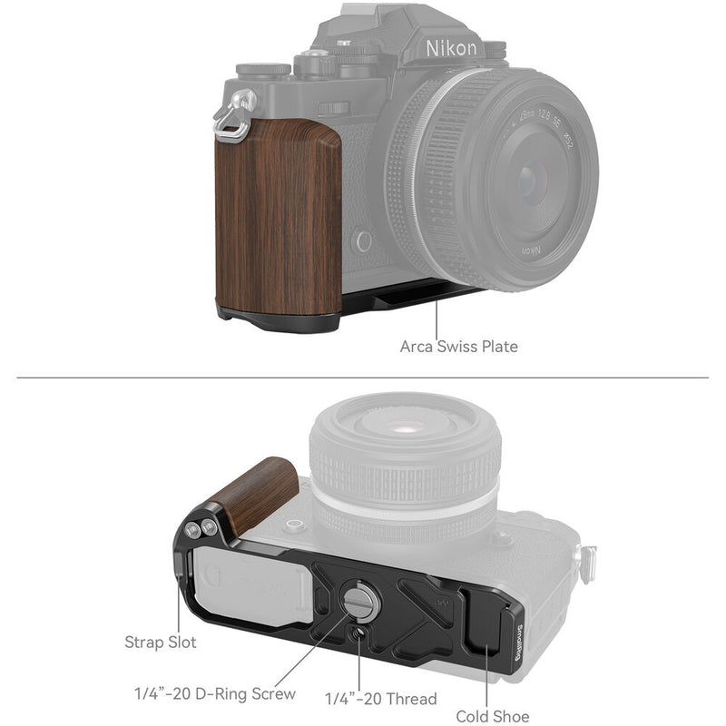 SmallRig L-Shape Mounting Plate with Wood Grip for Nikon Zfc (Black)