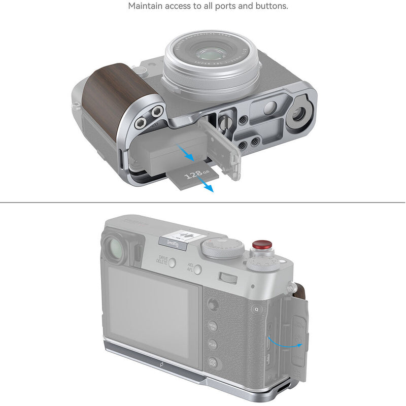 SmallRig Wooden L-Shaped Grip for FUJIFILM X100VI / X100V (Silver)