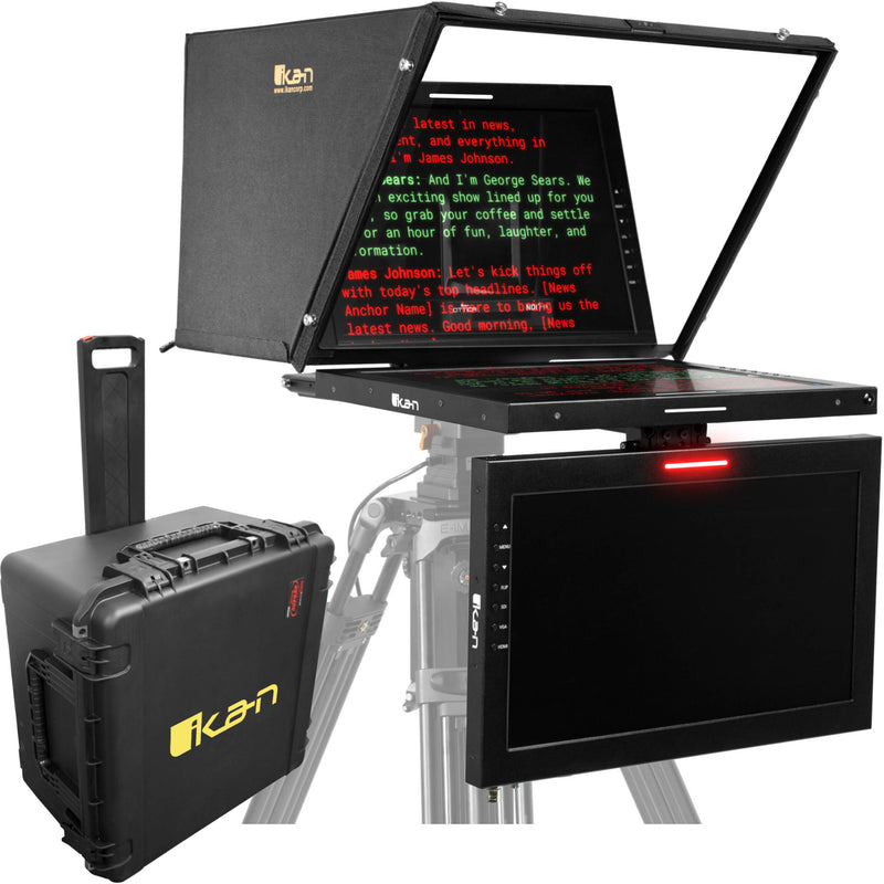 ikan 19" PTZ Teleprompter with Widescreen Monitor, Talent Monitor & Travel Kit