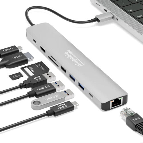 Plugable 9-in-1 USB-C Hub with 4K HDMI and 140W Power Delivery Charging