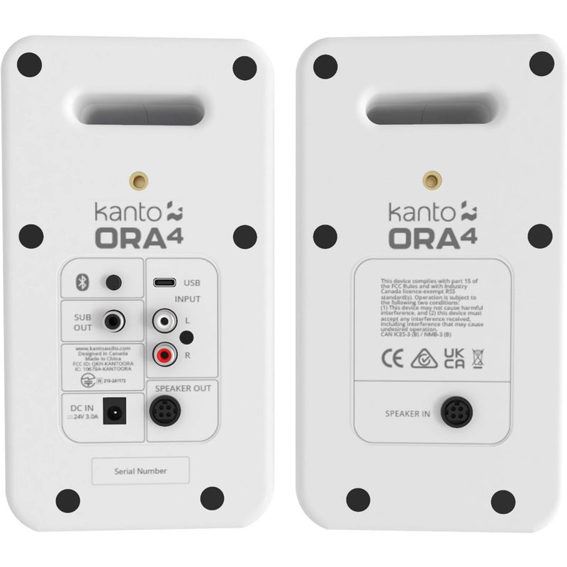 Kanto Living ORA4 Active 2-Way Reference Desktop Speakers with Bluetooth Streaming (Matte White, Pair)