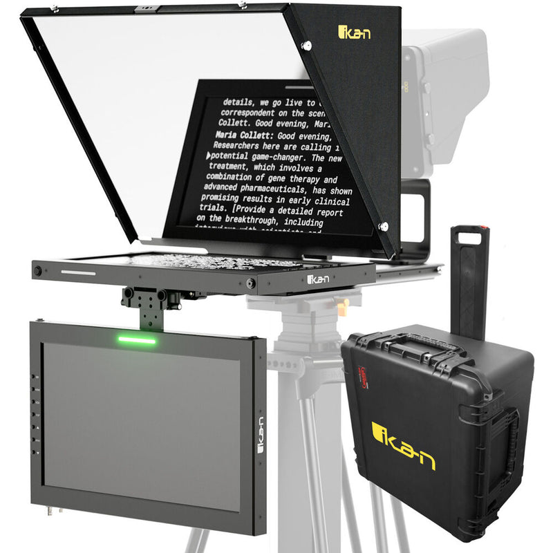 ikan Professional 15" SDI Widescreen Teleprompter Travel Kit with Talent Monitor