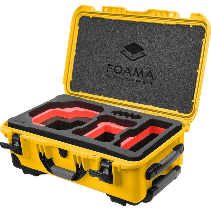 Foama Wheeled Carry-On Hard Case with Foam Insert for RED KOMODO-X (Yellow/Red, 28.5L)