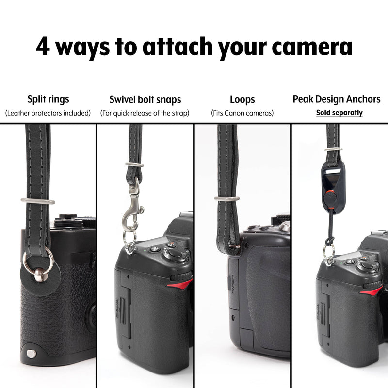 Fab' F11 Leather Camera Strap (Black, 39 to 55")