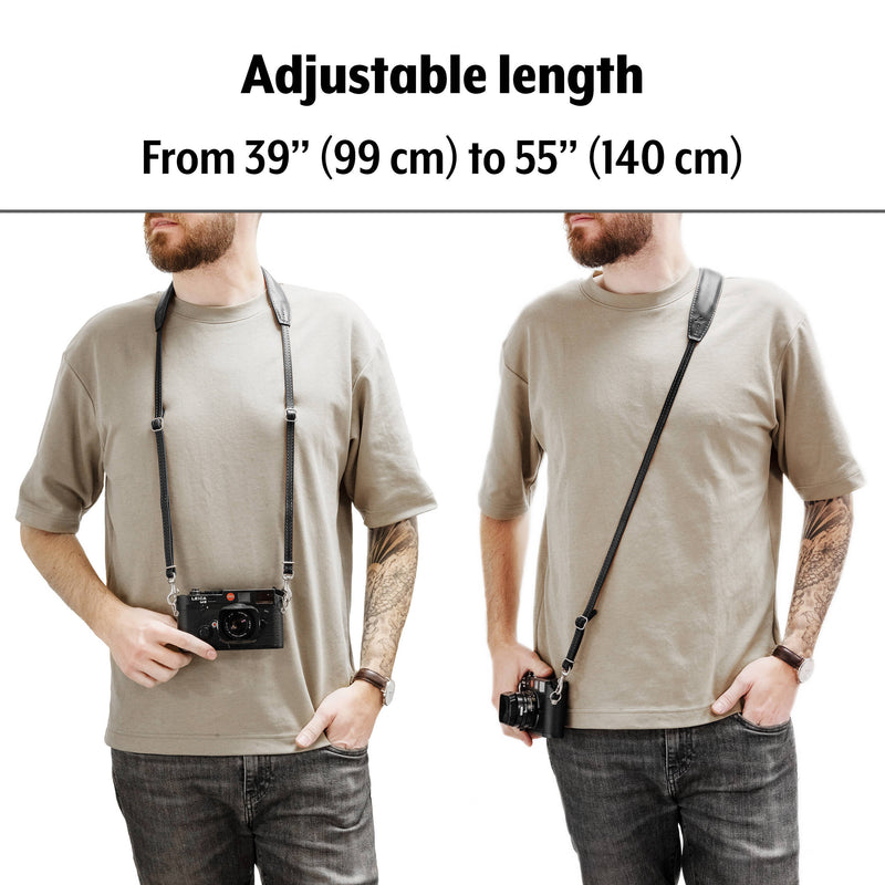 Fab' F11 Leather Camera Strap (Black, 39 to 55")