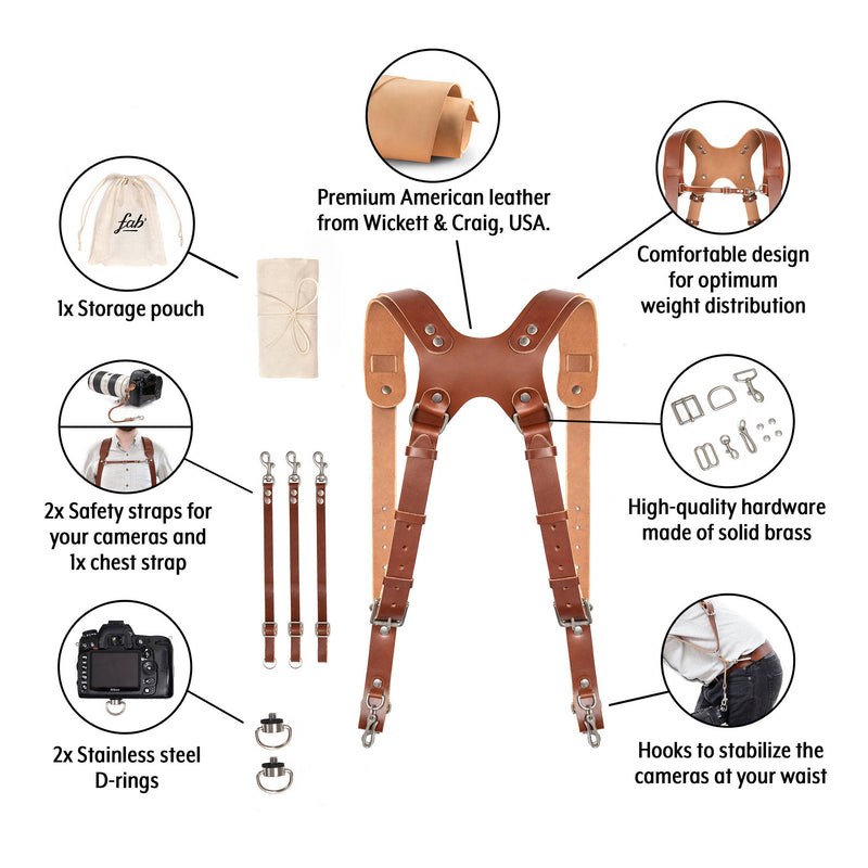 Fab' F22 Dual Camera Harness (Brown)