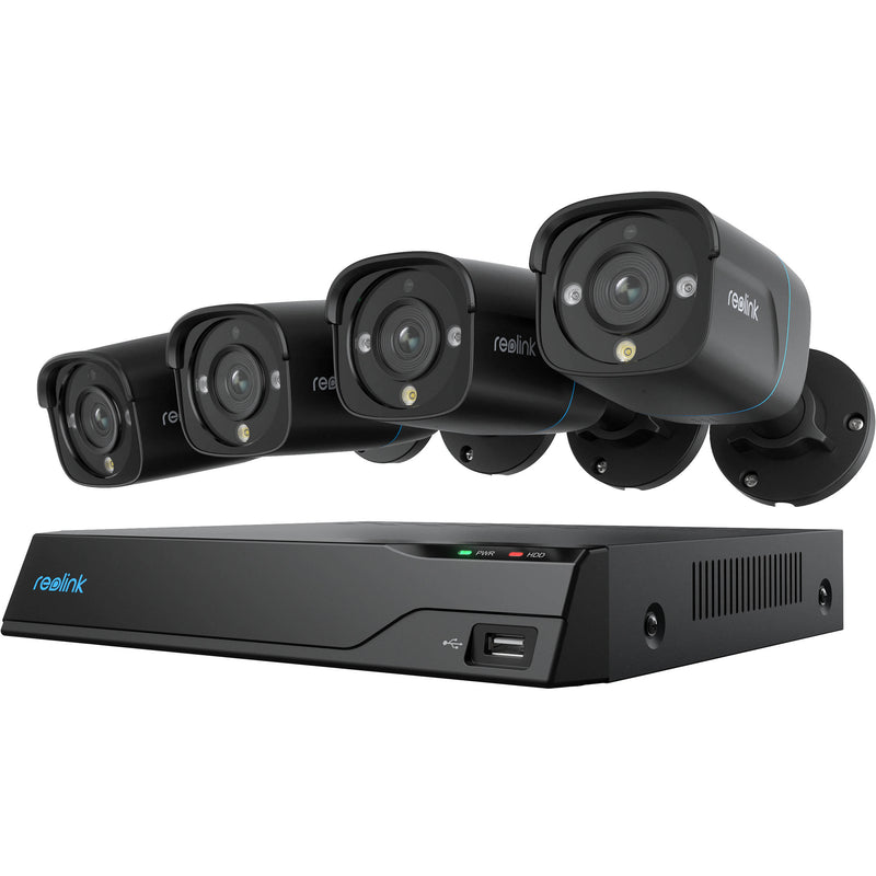 Reolink NVS8-8MB4-B 8-Channel 8MP NVR with 2TB HDD & Four 8MP Bullet Cameras (Black)