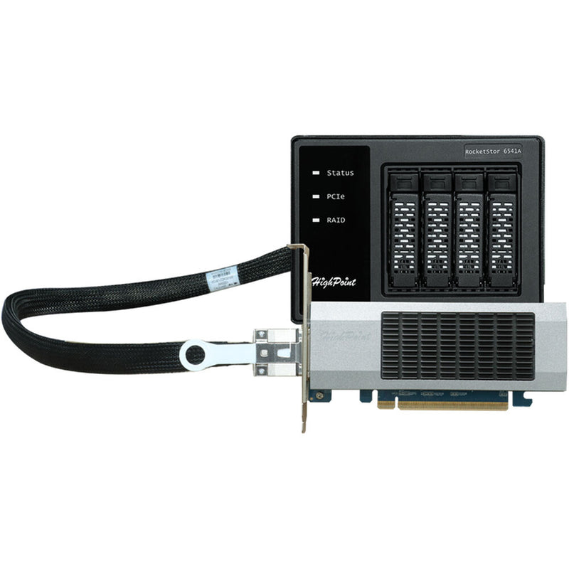 HighPoint Rocketstor 6541AW 4X U.2/U.3 Bay to PCIe 4.0x16 NVMe Raid Storage Enclosure