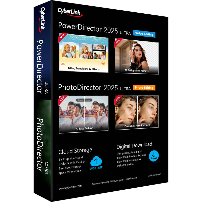 CyberLink PowerDirector + PhotoDirector 2025 Ultra (Box with Activation Code)