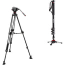 Manfrotto 504X Video Head & 645 Aluminum Tripod Kit with XPRO Monopod