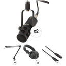 Polsen 2-Person MC-POD Podcasting Kit with Mics, Broadcast Arms & Headphones