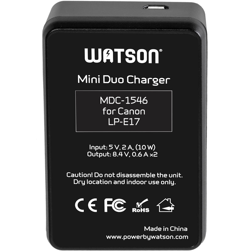 Watson Mini Duo USB-C Charger for Canon LP-E17 Batteries