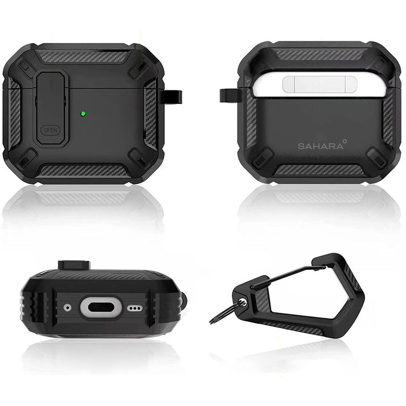 Sahara Case Raider Series Heavy-Duty Case for Apple AirPods 4 (Scorpion Black)