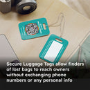 SeQR Contact Secure Luggage Tag (Teal, 2-Pack)